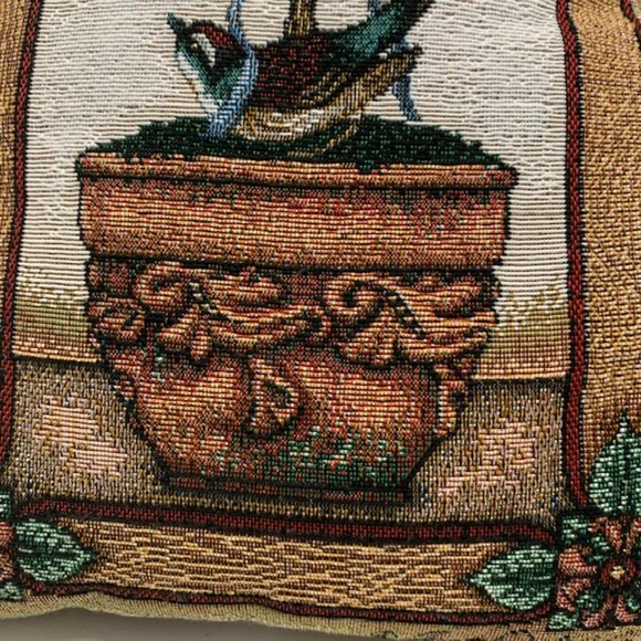 Topiary Tree Bird Tapestry Pillow - Picture 3 of 4